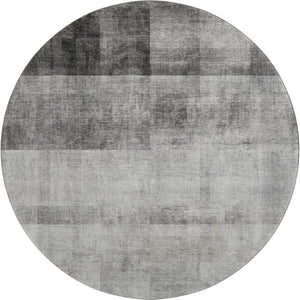 HomeRoots 8' Gray And Ivory Abstract Round Rug - Washable, UV Protected, Stain Resistant, Perfect for Any Room 649627