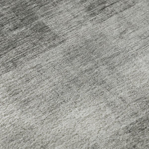 HomeRoots 8' Gray And Ivory Abstract Round Rug - Washable, UV Protected, Stain Resistant, Perfect for Any Room 649627