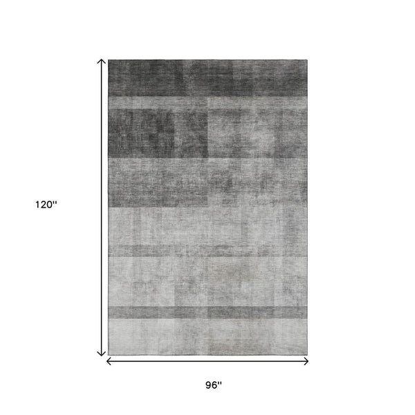 HomeRoots 8' X 10' Gray And Ivory Abstract Area Rug – Durable, Washable, Stain-Resistant, UV Protected Comfort 649628
