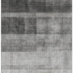 HomeRoots 9' X 12' Gray and Ivory Abstract Area Rug - Washable, UV-Protected, Stain Resistant for Modern Homes 649629