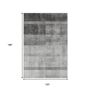 HomeRoots 10' X 14' Gray And Ivory Abstract Area Rug - Washable, UV Protected, Stain Resistant for Busy Homes 649630