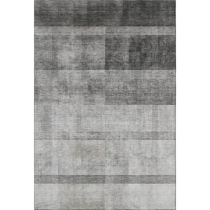 HomeRoots 10' X 14' Gray And Ivory Abstract Area Rug - Washable, UV Protected, Stain Resistant for Busy Homes 649630