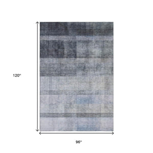 HomeRoots 8' X 10' Navy Blue & Ivory Abstract Area Rug - Washable, UV Protection, Stylish & Durable Design 649634