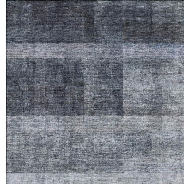 HomeRoots 10' Navy Blue & Ivory Abstract Washable Area Rug - UV Protected, Durable & Stylish for Modern Homes 649636