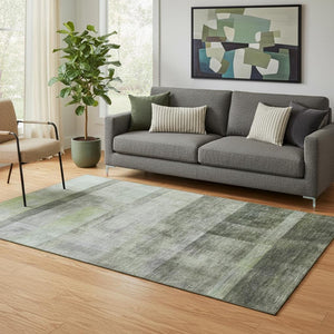 HomeRoots 5' X 8' Olive Green And Ivory Abstract Area Rug - Washable, UV Protected, Durable for Busy Homes 649638