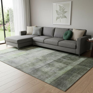 HomeRoots 9' X 12' Olive Green Abstract Area Rug - Washable, UV Protected, Stain-Resistant for Busy Homes! 649641