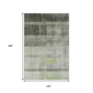 HomeRoots 10' Olive Green and Ivory Abstract Washable Area Rug - Stylish, Durable, Stain-Resistant Design! 649642