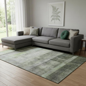 HomeRoots 10' Olive Green and Ivory Abstract Washable Area Rug - Stylish, Durable, Stain-Resistant Design! 649642