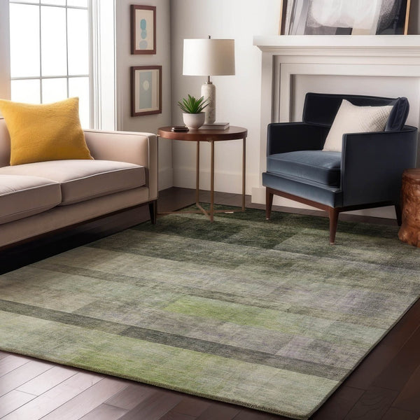 HomeRoots 10' Olive Green and Ivory Abstract Washable Area Rug - Stylish, Durable, Stain-Resistant Design! 649642