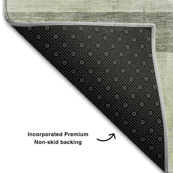 HomeRoots 10' Olive Green and Ivory Abstract Washable Area Rug - Stylish, Durable, Stain-Resistant Design! 649642
