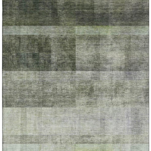 HomeRoots 10' Olive Green and Ivory Abstract Washable Area Rug - Stylish, Durable, Stain-Resistant Design! 649642
