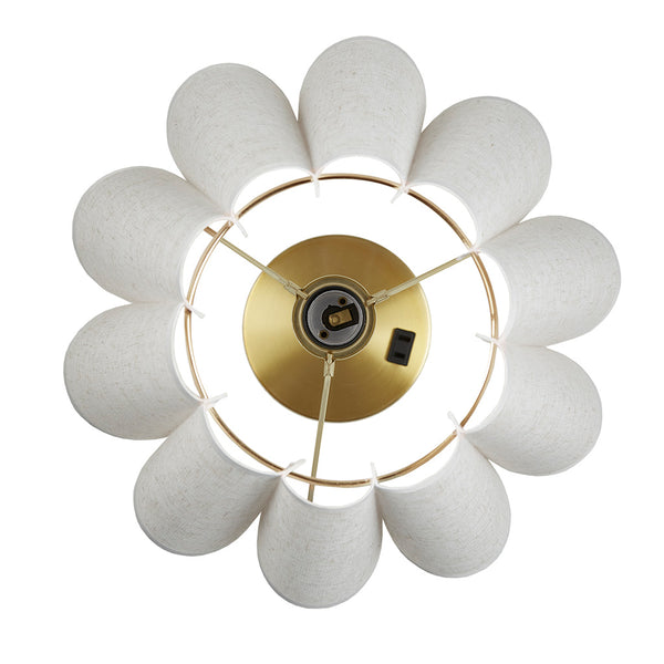 JLA Home 510 Design - Tap-Control Pleated Linen Accent Lamp with Gold Base, 3-Level Dimmable Touch & Built-In Outlet 5DS153-0053