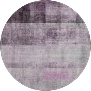 HomeRoots 8' Purple And Ivory Abstract Round Rug - Stylish, Washable, UV-Protected, Perfect for High-Traffic Homes 649645