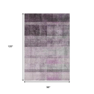 HomeRoots 8' X 10' Purple And Ivory Abstract Washable Rug - UV Protected, Stain-Resistant, Perfect For Homes! 649646