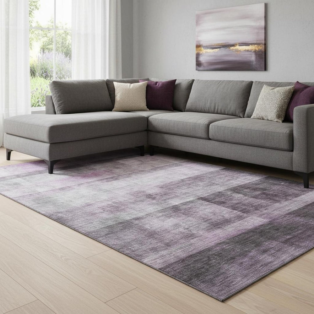 HomeRoots 8' X 10' Purple And Ivory Abstract Washable Rug - UV Protected, Stain-Resistant, Perfect For Homes! 649646