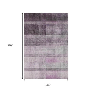HomeRoots 10' X 14' Stylish Purple & Ivory Abstract Washable Area Rug with UV Protection for Family Homes 649648