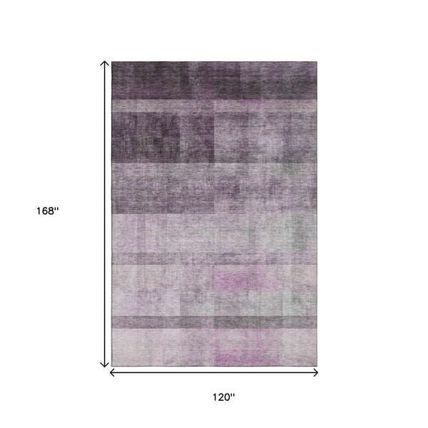 HomeRoots 10' X 14' Stylish Purple & Ivory Abstract Washable Area Rug with UV Protection for Family Homes 649648