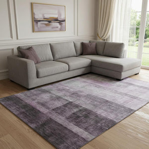 HomeRoots 10' X 14' Stylish Purple & Ivory Abstract Washable Area Rug with UV Protection for Family Homes 649648