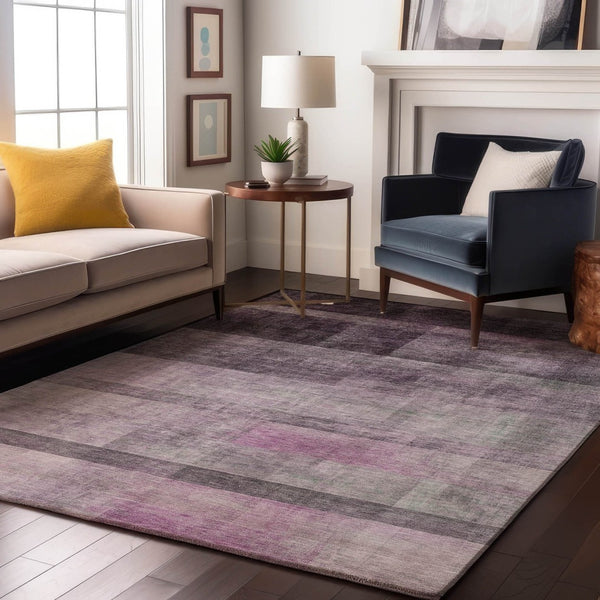 HomeRoots 10' X 14' Stylish Purple & Ivory Abstract Washable Area Rug with UV Protection for Family Homes 649648