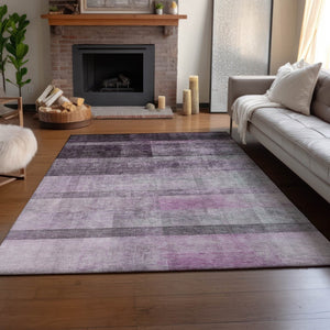 HomeRoots 10' X 14' Stylish Purple & Ivory Abstract Washable Area Rug with UV Protection for Family Homes 649648