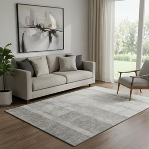 HomeRoots 5' X 8' Modern Taupe and Ivory Abstract Washable Area Rug with UV Protection for Stylish Durability 649650