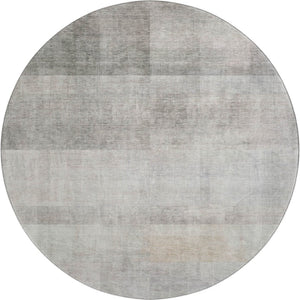 HomeRoots 8' Taupe And Ivory Abstract Washable Round Rug – Stylish, Durable, UV Protected for Modern Spaces 649651