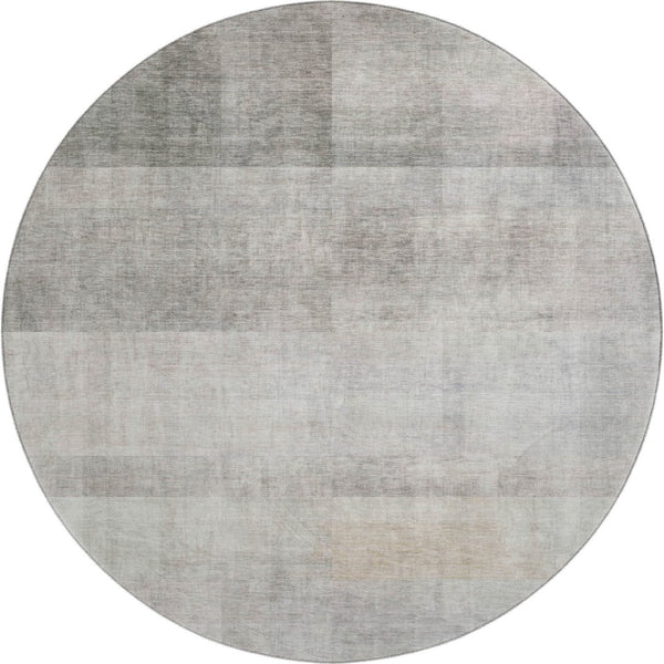 HomeRoots 8' Taupe And Ivory Abstract Washable Round Rug – Stylish, Durable, UV Protected for Modern Spaces 649651