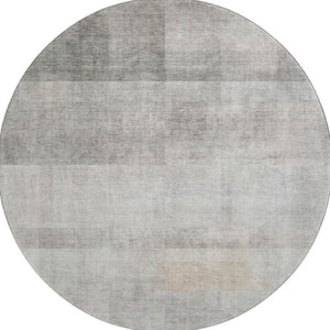 HomeRoots 8' Taupe And Ivory Abstract Washable Round Rug – Stylish, Durable, UV Protected for Modern Spaces 649651