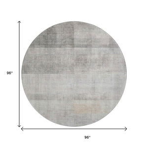 HomeRoots 8' Taupe And Ivory Abstract Washable Round Rug – Stylish, Durable, UV Protected for Modern Spaces 649651