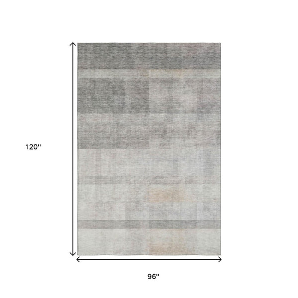 HomeRoots 8' X 10' Taupe and Ivory Abstract Area Rug - Washable, Stain Resistant, UV Protected for Durability 649652