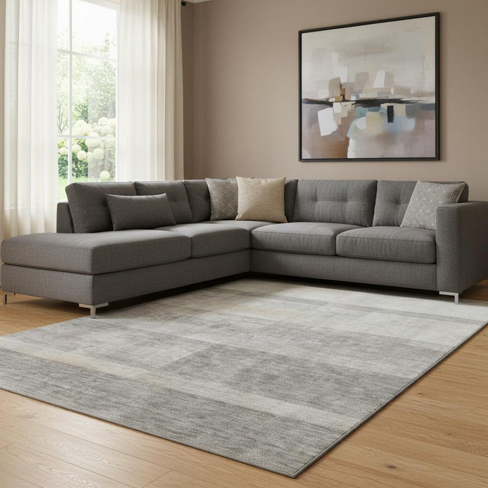 HomeRoots 8' X 10' Taupe and Ivory Abstract Area Rug - Washable, Stain Resistant, UV Protected for Durability 649652