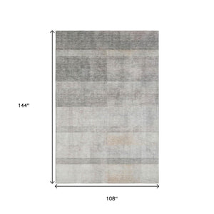 HomeRoots 9' X 12' Taupe and Ivory Abstract Rug - Washable, UV-Protected, Stylish & Durable for Busy Homes 649653