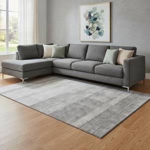 HomeRoots 9' X 12' Taupe and Ivory Abstract Rug - Washable, UV-Protected, Stylish & Durable for Busy Homes 649653