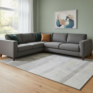 HomeRoots 10' X 14' Taupe and Ivory Abstract Area Rug - Washable, UV-Protected, Soft & Stain-Resistant Design 649654