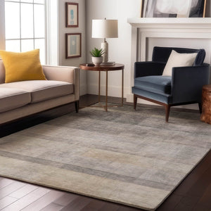 HomeRoots 10' X 14' Taupe and Ivory Abstract Area Rug - Washable, UV-Protected, Soft & Stain-Resistant Design 649654