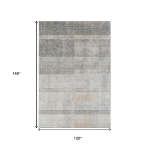 HomeRoots 10' X 14' Taupe and Ivory Abstract Area Rug - Washable, UV-Protected, Soft & Stain-Resistant Design 649654
