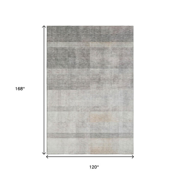 HomeRoots 10' X 14' Taupe and Ivory Abstract Area Rug - Washable, UV-Protected, Soft & Stain-Resistant Design 649654