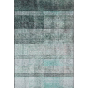 HomeRoots 5' X 8' Teal And Ivory Abstract Area Rug - Washable, UV Protected, Durable for High Traffic Spaces 649656