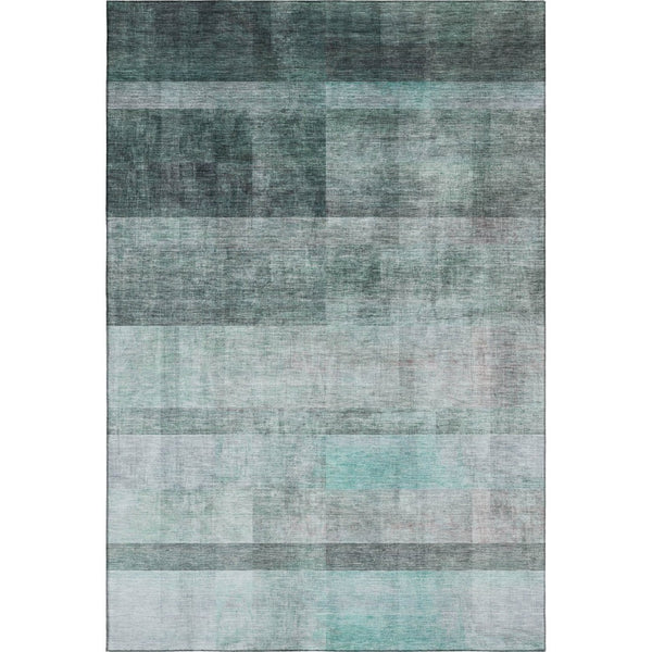HomeRoots 5' X 8' Teal And Ivory Abstract Area Rug - Washable, UV Protected, Durable for High Traffic Spaces 649656