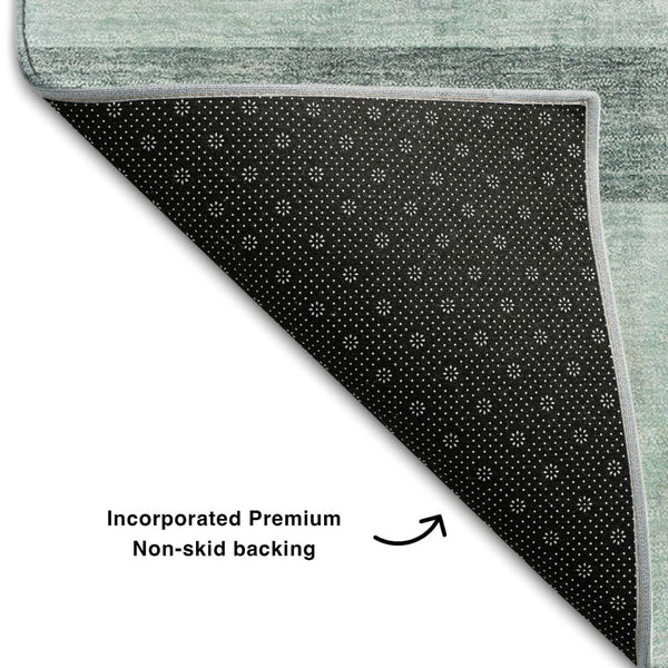 HomeRoots 5' X 8' Teal And Ivory Abstract Area Rug - Washable, UV Protected, Durable for High Traffic Spaces 649656