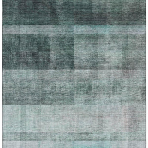 HomeRoots 5' X 8' Teal And Ivory Abstract Area Rug - Washable, UV Protected, Durable for High Traffic Spaces 649656