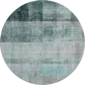 HomeRoots 8' Teal And Ivory Abstract Round Rug - Stylish, Washable, UV-Protected for High-Traffic Areas! 649657