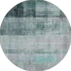 HomeRoots 8' Teal And Ivory Abstract Round Rug - Stylish, Washable, UV-Protected for High-Traffic Areas! 649657