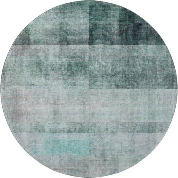 HomeRoots 8' Teal And Ivory Abstract Round Rug - Stylish, Washable, UV-Protected for High-Traffic Areas! 649657