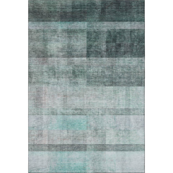 HomeRoots 9' X 12' Teal And Ivory Abstract Area Rug - Washable, UV-Protected, Durable, Perfect for High-Traffic Spaces 649659