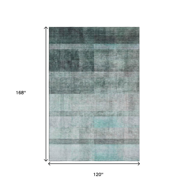 HomeRoots 10' X 14' Teal And Ivory Abstract Area Rug – Stylish, Washable, UV-Protected, Ideal for Modern Homes! 649660