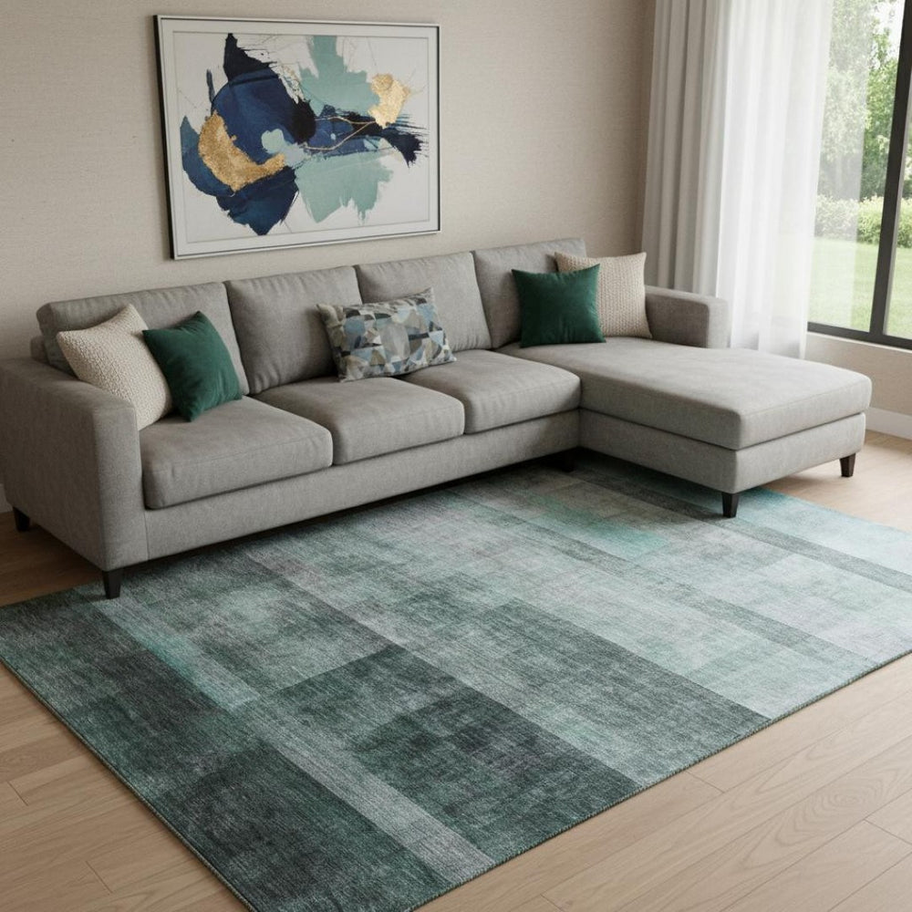 HomeRoots 10' X 14' Teal And Ivory Abstract Area Rug – Stylish, Washable, UV-Protected, Ideal for Modern Homes! 649660