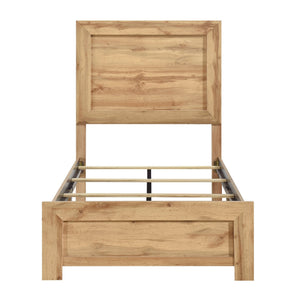 English Elm Natural Rustic Queen Bed Frame with Durable Melamine Finish, Easy Assembly Bed-in-a-Box, Modern Retreat Natural 45.5 L x 33.5 W x 6.5 H B011P365548