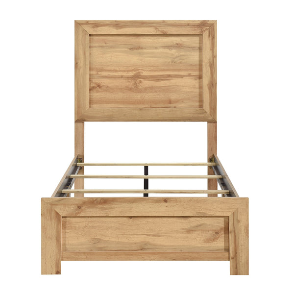 English Elm Natural Rustic Queen Bed Frame with Durable Melamine Finish, Easy Assembly Bed-in-a-Box, Modern Retreat Natural 45.5 L x 33.5 W x 6.5 H B011P365548