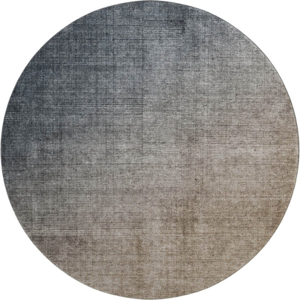 HomeRoots 8' Gray and Brown Ombre Round Rug - Washable, UV-Protected, Soft, Durable, Perfect for Family Spaces! 649669
